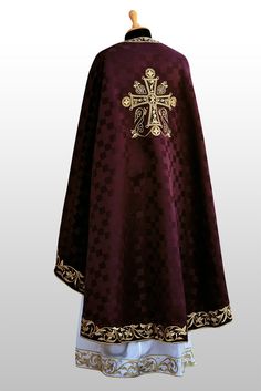 Purple Back $860 riza.com.au Priest Outfit, Ecclesiastical Vestments, Priest Vestments, Religious Embroidery, Arabian Dress, Gold Work Embroidery, Contemporary Costumes, Linens And Lace, Classic Suit