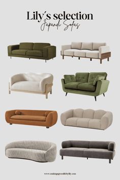 the living room furniture collection is featured in this advert for lily's selection