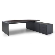 an office desk with two drawers on each side