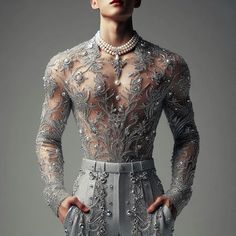 Angel Core Aesthetic Outfits Men, Corset Suit Men, Glitter Costume Outfits, Avante Garde Mens Fashion, Male Wedding Attire, Haute Couture Men, Ideas For Winter Outfits, Prince Clothing, Aquarius Fashion