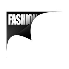 the logo for fashion is shown in black and white, with an arrow pointing to it