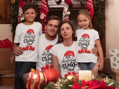 LIMITED TIME OFFER - 20% OFF if you Buy 4 or more items! 🎄 Matching Family Christmas Shirts | Custom Xmas Crew Tees with Pets! | Custom Family Name🎄 Make this holiday season unforgettable with our Matching Family Christmas Crew Shirts, perfect for family gatherings, Christmas parties, birthday gifts, holiday photos, and cozy celebrations. Personalize your Christmas group tees with name, and even include your beloved dog for a special touch. These custom Xmas tees are ideal for creating lasting memories while embracing the festive spirit! You can get our Matching Xmas Shirts in 3 different colors and sizes from adults to babies. Please see the picture in the listing above for the sizing chart. If you looking for a special Christmas Shirt design? Please feel free to send us a message for y Christmas Shirts Family, Matching Family Christmas Shirts, Christmas Matching, Xmas Tees, Name Christmas, Christmas Family Photos, Pet Shirts, Family Tees, Xmas Shirts