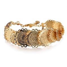 Afraic Jewelry- 17cm+3cm Classic women Coin Jewelry Gold Color Women bracelet Islamic Arabic Middle East Gifts Model Number:2255799905468965 [marca] Wando Gold bracelet [Número de modelo] B24 [Piedra principal]plating gold [tamaño] (Tamaño de EE.UU.): 7CM [Color] GOld coler [pose] Sobre 31g CARACTERÍSTICA:​ Lover,Wife&Husband,Girlfriend&Boyfriend must-have quality The photo was not handled in real time Bohemian Gold Alloy Bracelets, Gold Alloy Round Bracelets, Bohemian Alloy Bangle, Bohemian Alloy Bangle Jewelry, Gold Alloy Bangle Bracelet, Adjustable Gold Alloy Bracelets, Adjustable Alloy Bracelets For Wedding, Adjustable Alloy Charm Bracelet, Handmade Bracelets For Party