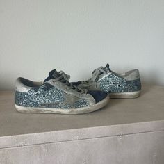 Blue Glitter Golden Goose Tennis Shoes Sz 39 Some Of The Glitter Has Fallen Off Which You Can See In Photos Goose Shoes, Golden Goose Shoes, Shoes Blue, Shoes Color, Blue Glitter, Golden Goose, Tennis Shoes, Womens Shoes Sneakers, Tennis