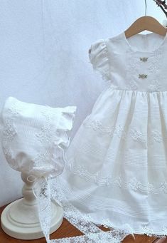 Elegant First Communion Dress With Ruffles, Elegant Summer First Communion Dress, Elegant First Communion Dress For Summer Confirmation, Elegant White First Communion Dress For Summer, Elegant White First Communion Summer Dress, Elegant Summer Baptism Dress With Ruffles, Elegant First Communion Dress For Summer, Elegant Embroidered Lace Baptism Dress, Elegant Lace First Communion Dress For Summer