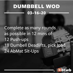 the dumbbell wod workout routine is shown in black and white