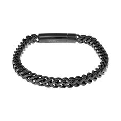 Black ion plating and sterling silver give this men's LYNX braided bracelet a timeless look. Black ion plating and sterling silver give this men's LYNX braided bracelet a timeless look. BRACELET DETAILS Length: 9 in. Width: 6 mm. Closure: snap Chain type: foxtail Metal: black ion plating over stainless steel Finish: polished Nickel free Packaging: boxed Gift Givers: This item ships in its original packaging. If intended as a gift, the packaging may reveal the contents. Gemstones may have been tr Classic Black Braided Bracelet, Classic Black Chain Bracelet For Everyday, Black Curb Chain Bracelet As Gift, Black Metal Bracelet With Curb Chain, Classic Black Braided Jewelry, Black Stainless Steel Bracelet With Curb Chain, Black Stainless Steel Curb Chain Bracelets, Modern Black Braided Bracelets, Classic Adjustable Black Chain Bracelet