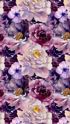 watercolor painting of pink and purple flowers