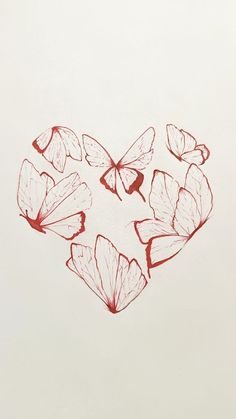 a drawing of many butterflies in the shape of a heart