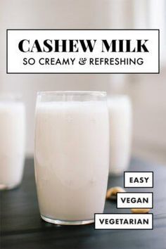 Cashew milk is creamy and refreshingnutritious and easy to makeYou shouldn't need to strain the mixture after blending if you have a decent blenderThat means less hassle and less wasteRecipe yields about 5 cups cashew milk. Nut Milk Recipes, Cashew Milk Recipe, Homemade Cashew Milk, Homemade Almond Milk, Dairy Alternatives