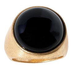 MarlaWynne Black Cabochon Dome Ring  Score serious style points with this modern MarlaWynne ring featuring a bezel-set cabochon and trendsetting worn finish.       Approx. 3/4"L x 3/4"W x 5/16"H; shank 3/16"W     Worn finish Gold Dome Ring With Cabochon, Modern Dome Ring With Cabochon, Luxury Cabochon Domed Ring, Modern Black Cabochon Rings, Black 14k Gold Cabochon Ring, Bezel Set Cabochon, Dome Ring, Domed Ring, Bezel Setting