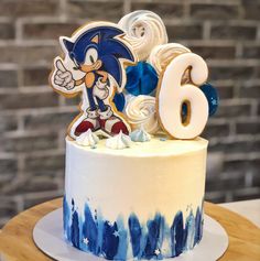 a birthday cake with sonic the hedgehog on top