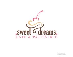 the logo for sweet dreams cafe and patisserie, which has been designed to look like