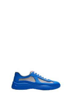 "Find PRADA Americas Cup Rubber Trainer Sneakers on Editorialist. Prada \"Americas Cup\" sneakers in rubber with mesh trim Flat heel Reinforced round toe Lace-up vamp Logo print at tongue Padded collar Rubber outsole; Polyamide Spot clean Made in Italy" Blue Mesh Sneakers With Rubber Sole, Blue Leather High-top Sneakers With Vibram Sole, Blue Mesh Sneakers With Vibram Sole, Blue Sneakers With Contrast Sole In Athleisure Style, Blue Leather High-top Sneakers With Rubber Waffle Outsoles, Blue Low-top Mesh Sneakers, Custom Mesh Sneakers With Contrast Sole, Blue Nylon Sneakers With Round Toe, Modern Mesh Sneakers With Vibram Sole