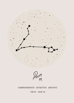 the pisci zodiac sign in black and white on a light gray background with stars