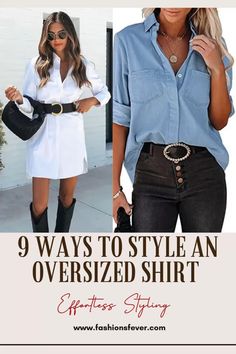 How To Style An Oversized Shirt In 9 Ways - Fashion Outfits Ideas. From styling an oversized shirt with jeans, shorts to skirts this post covers everything. Be it an oversized white button-down shirt or button-up shirt, or a plaid shirt check this to how to style an oversized shirt outfit ideas and slay the look. #oversized #shirtstyle #howtostyle #whattowear Oversized Shirt Outfit, Shirt Outfit Ideas, Shirt With Jeans, Breezy Outfit, Sleeveless Button Down Shirt, Oversized Button Down Shirt, Oversized Shirt Dress, Oversize Shirt, Over Shirt