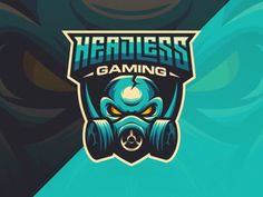 the headless gaming logo is shown on a blue and green background with an orange eye