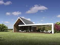 a rendering of a house in the middle of a field