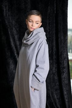 Grey Kaftan Dress, Women Turtleneck Dress, Winter Dress 🍒 Super comfy, warm and cozy Winter dress in grey for Fall Winter time. Long sleeves, two side pockets, oversized design, this grey winter dress is the must have warm casual dress for this season ! Wear your dress with moto jacket and moto boots, or with sneakers and down jacket. 🍒 Length : 150 cm / 59 in 🍒 Heavy Fluffy Cotton Sweatshirt Fabric 🍒 Please take a look at our size chart to ensure perfect fit https://www.etsy.com/listing/265 Cotton Sweatshirt Dress For Winter Loungewear, Solid Winter Loungewear Dresses, Winter Loungewear Dress, Oversized Plain Dress For Fall, Oversized Plain Dresses For Fall, Winter Loungewear Dresses In Relaxed Fit, Fall Tunic For Loungewear, Fall Cotton Tunic For Loungewear, Winter Cotton Sweatshirt Dress For Loungewear