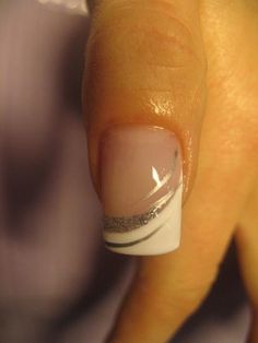 Angled white french nail art Silver French Manicure, Winter Wedding Nails, French Nail Art, Bridal Nails, Fancy Nails, Creative Nails, Manicure E Pedicure, French Manicure, Love Nails