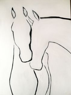 Held Abstract Animal Art Painting, Black And White Pictures To Draw, Easy Horse Painting, Horse Outline Drawing, Simple Horse Drawing, Canvas Collage Wall, Sketching Horses, Charcoal Hands, Horse Illustration Art