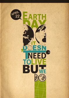 an old poster with the words earth day on it