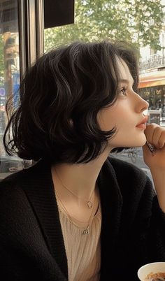 90s Style Bob Hair, Frizzy Hair Short Haircut, French Bob Haircut Without Bangs, Short Layered French Bob, French Bob Thick Wavy Hair, Thick Hair French Bob, French Bob For Thick Hair, Short Bobs With Curtain Bangs, French Bob Outfit