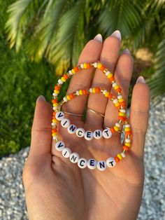 "Custom made orange, yellow, white and gold with white letter beaded bracelet set for you and your bearded dragon!  Different variations (such as color change, etc.) can be made upon request! Human bracelet standard size is 7\" Beardie bracelet standard size is 6 1/2\" Please let me know if either of these sizes needs to be adjusted. *Bracelet string is stretchy" Personalized Orange Round Bead Jewelry, Personalized Orange Beaded Bracelets As Gift, Personalized Orange Bracelets With Round Beads, Orange Letter Beads Friendship Bracelets, Orange Beaded Friendship Bracelets With Letter Beads, Personalized Orange Beaded Bracelets For Friendship, Orange Letter Beads Bracelets For Friendship, Orange Letter Beads Bracelet, Orange Bracelet Ideas