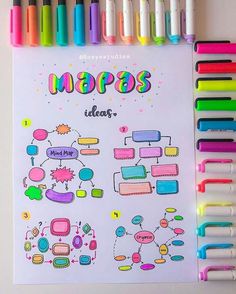 a notebook with markers and pens next to it that says happy birthday mippos