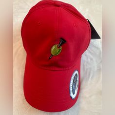 New With Tags Red Sporty Hat For Sports Events, Red Sporty Fitted Hat For Sports Events, Sporty Red Fitted Hat For Sports Events, Sporty Red Baseball Cap, Red Six-panel Sports Fitted Hat, Red Six-panel Fitted Sports Hat, Red Sporty Baseball Cap, Red Fitted Sports Cap, Red Sporty Fitted Baseball Cap