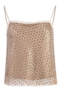 Adjustable strapssilk lining100% silk, 100% rayon, 100% polyester Composition: 100% % Silk, 100% % Rayon, 100% % Polyester | Vince Women's Sequined Top in Beige | SS24 Sequined Top, Suede Leggings, Elevated Basics, Top Designer Brands, Sequin Top, High End Fashion, Luxury Retail, American Style, Fashion Item