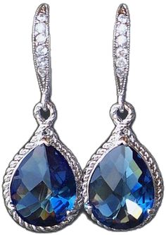 Blue Crystal Drop Earrings For Formal Occasions, Blue Drop Bridal Earrings For Formal Occasions, Blue Drop Bridal Earrings For Formal Events, Elegant Blue Teardrop Earrings For Formal Occasions, Blue Teardrop Earrings For Anniversary, Elegant Blue Teardrop Earrings For Party, Blue Dangle Crystal Earrings For Formal Occasions, Sapphire Crystal Dangle Earrings For Formal Occasions, Sapphire Crystal Dangle Earrings For Formal Events