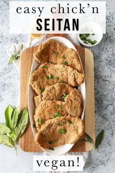 These seitan chicken cutlets are easy and versatile. A vegan meat replacement, this plant based chicken alternative is simmered and done in under an hour. recipe is made from vital wheat gluten, packed with protein, and flavored with savory herbs. Chicken Seitan, Plant Based Chicken, Seitan Chicken, Vegan Seitan, Seitan Recipes, Piccata Recipe, Meat Replacement, Vegan Meat, Cutlets Recipes