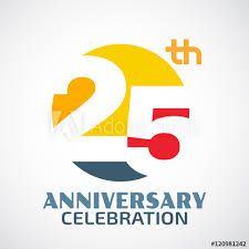 the 25th anniversary celebration logo is designed with an abstract shape and colorful colors, as well as