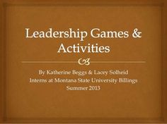 a brown book cover with the words, leadership games and activities