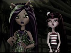 two animated dolls standing next to each other