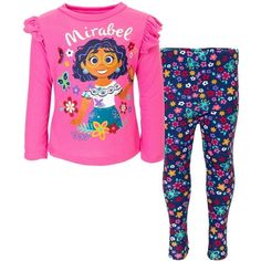 Join Mirabel Madrigal and her family for a magical adventure in this Disney Encanto Long Sleeve T-Shirt & Leggings. Save the miracle candle with Mirabel, stay strong like Luisa, grow flowers with Isabela, and dont forget that we dont talk about Bruno! Watch your kid discover their own magic dressed in this long sleeve graphic tee shirt and cute and stylish leggings. Size: 2T.  Color: Pink.  Gender: female.  Age Group: kids. Bike Shorts Outfit, Mirabel Madrigal, Disney Encanto, Magic Dress, Stylish Leggings, Long Sleeve Graphic Tee, Leggings Outfit, Swimsuit Design, Soft Clothes