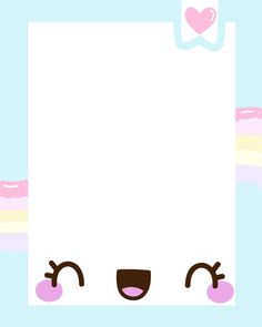 a white square with eyes and a pink heart on it's forehead, in front of a blue background