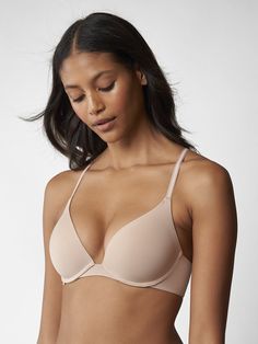 Breathless Plunge Push Up TShirt Bra - Nude