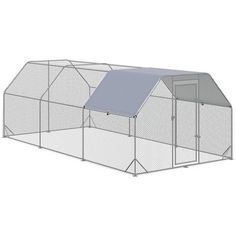 a chicken coop with a roof and two doors on the side, in front of a white background