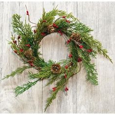 Evergreen Pine with Red Pips Candle Ring - 4 - Primitive Star Quilt Shop Nativity Candle, Christmas Candle Rings, Cedar Wreath, Memorial Lanterns, Ring Wreath, Butterflies Wreath, Condolence Card, Vintage Wreath, Christmas In Heaven