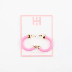 Add a bold pop of color to your look with Hoo Hoops! Hoop Earring measure 1" Hypoallergenic Gold Color Hardware Post Closure Lightweight Acrylic Silver Surf, Dark Orchid, Gold Orchid, Pink Confetti, Gift Wrap Tags, Pink Foil, Blue Foil, Mini Earrings, Pool Bags