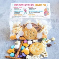 the easter story snack mix in a bag