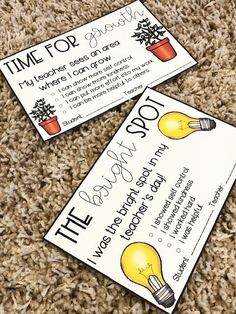 two business cards with the words time for plants and potted plants on them sitting on carpet