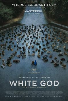 the movie poster for white god with many people standing in front of an open road