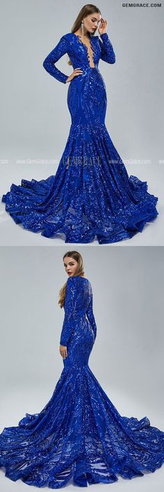 10% off now|Free shipping world-wide. Sparkly Sequin Royal Blue Mermaid Formal Dress with Long Sleeves at GemGrace. Click to learn our pro custom-made service for wedding dress, formal dress. View #FormalDresses for more ideas. Blue Fitted Long Sleeve Sequin Dress, Embellished Royal Blue Long Sleeve Dress, Blue Long Sleeve Dresses With Contrast Sequin, Blue Sequined Long Sleeve Evening Dress, Blue Long Sleeve Glamorous Mermaid Dress, Blue Mermaid, Mermaid Formal Dress, Royal Blue, Custom Made