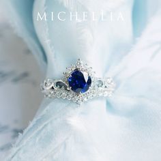 Theia Sapphire Engagement Ring Vintage Crown Blue Sapphire | Etsy Pretty Sapphire Rings, Wedding Ring Princess, Sapphire Engagement Ring Vintage, Blue Sapphire Wedding Ring, Crown Engagement Ring, Sapphire Wedding Ring, Sapphire Engagement Ring Set, Pretty Engagement Rings, Vintage Engagement Rings Sapphire