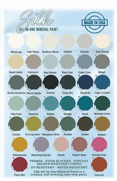 the color chart for all - in - one mineral paint