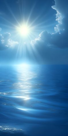 the sun shines brightly over the ocean as it reflects off the water's surface