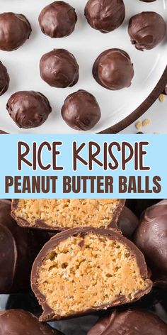 peanut butter balls for the holidays Krispie Peanut Butter Balls, Rice Krispie Peanut Butter Balls, Rice Krispie Peanut Butter, Chocolate Covered Peanut Butter Balls, Desserts Oreo, Holiday Candy Recipes, Peanut Butter Balls Recipe, Bbq Summer, Dessert Oreo